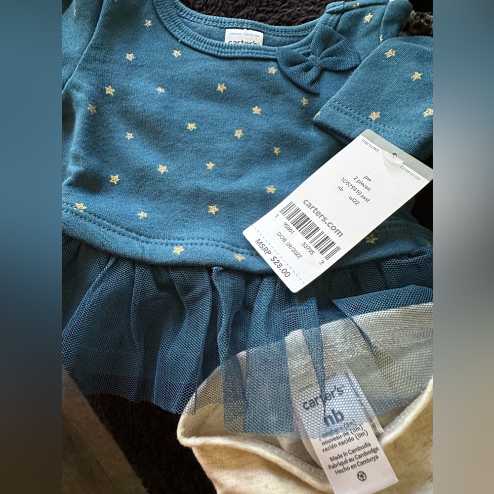 Carter's 2-Piece Peplum Stars Top & Legging Set Newborn Baby & Toddler Girl NWT - Picture 4 of 15